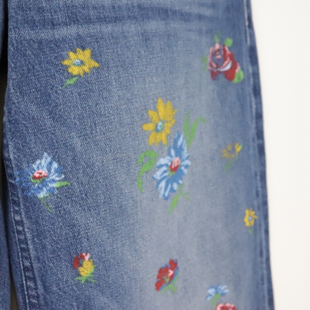 Mother Lil Rerun Zip Sneak Jeans Field Of Flowers High Rise Wide Leg‎ 23 - Picture 8 of 13